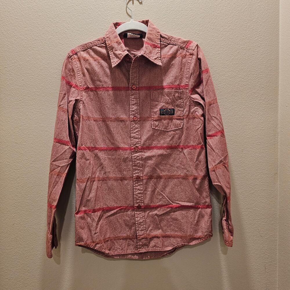 The Hundreds Button Up Long Sleeve Striped Red Men's Small Cotton Shirt